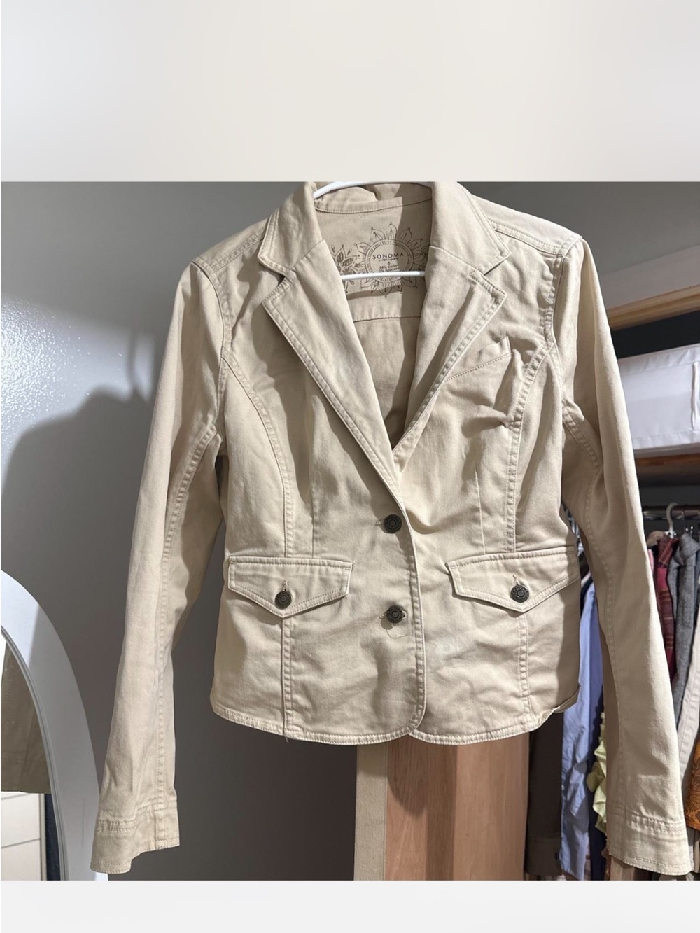 Women’s Beige Tailored Cotton Blazer Jacket